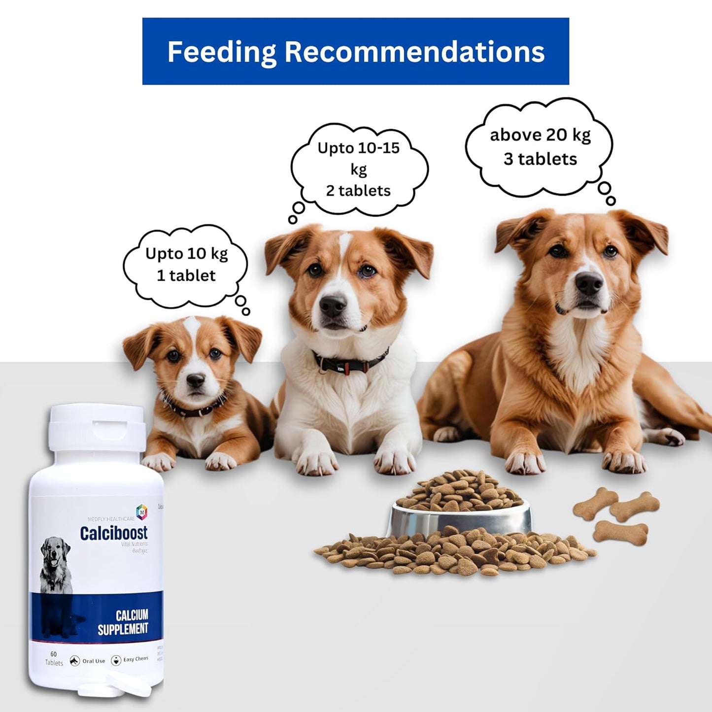 Dog Calcium Tablets ā 60 Count | Calcium Supplement for Dogs | Supports Strong Bones & Teeth | Promotes Joint Health | Easy-to-Feed, Highly Palatable Supplement for Dogs