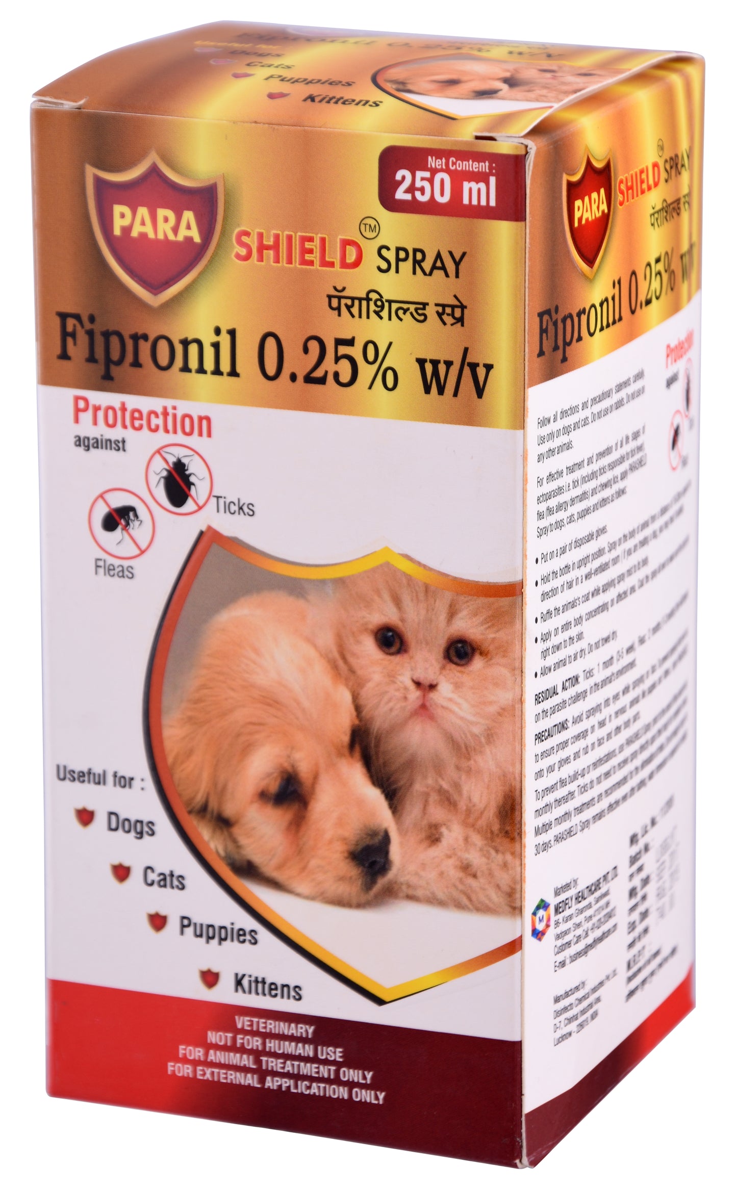 Parashield Fleas & Ticks Spray for Dogs and Cats - 250 ML