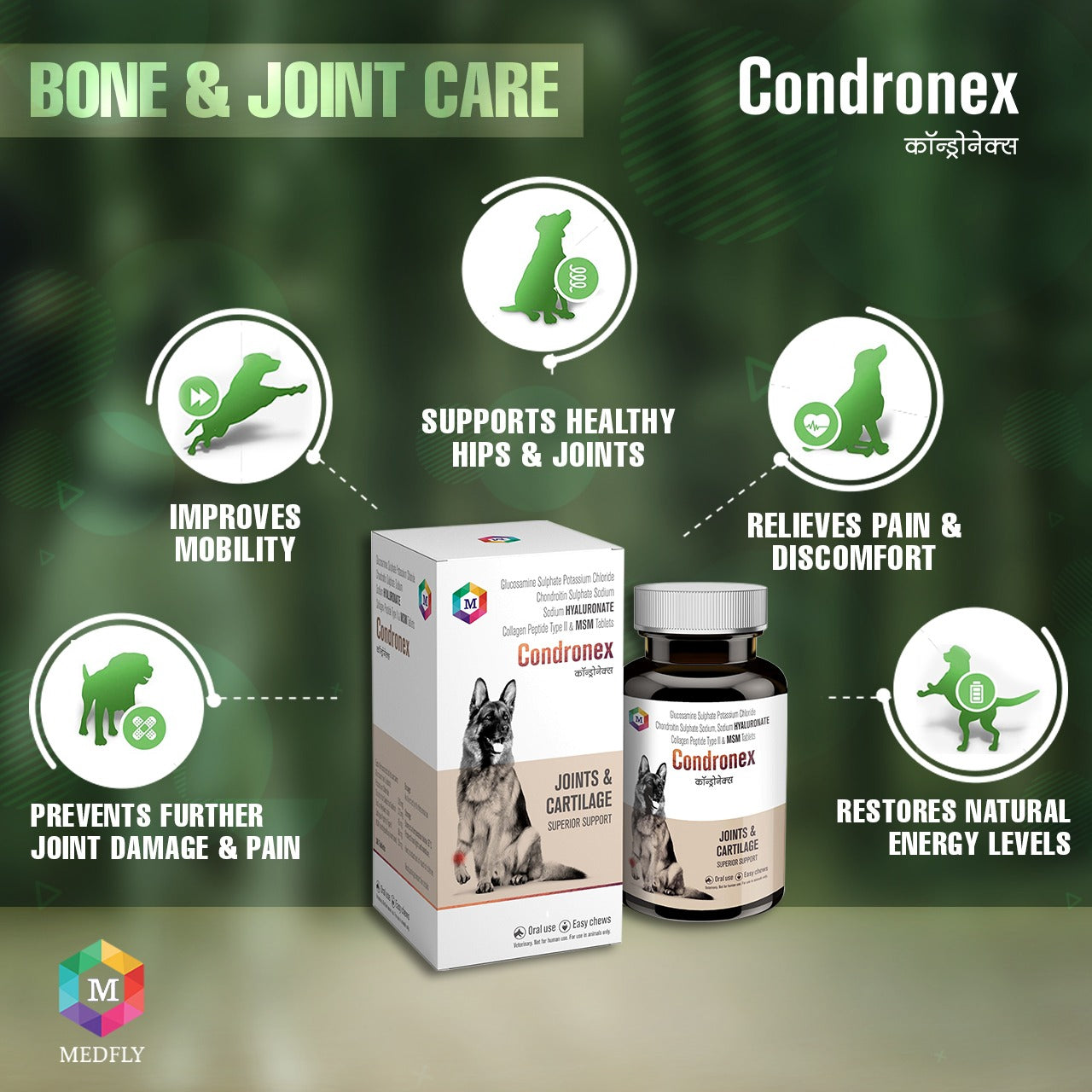Condronex Pro Joint and Cartilage | Hip, Joints Supplement for Dogs & Cats | Suitable for All Breeds - 30 Tablets