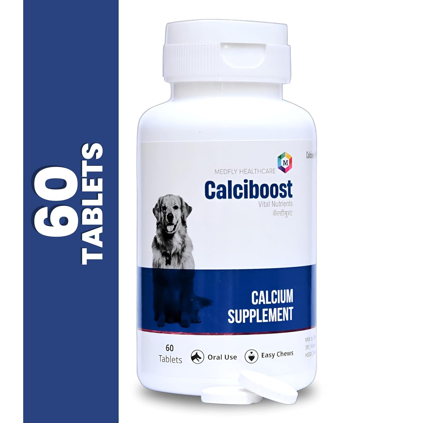 Dog Calcium Tablets – 60 Count | Calcium Supplement for Dogs | Supports Strong Bones & Teeth | Promotes Joint Health | Easy-to-Feed, Highly Palatable Supplement for Dogs