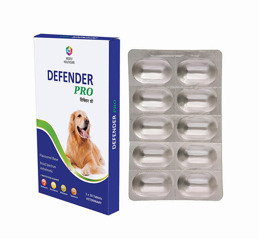 Defender Pro Deworming Tablet for Dogs of All Life Stages | Natural & Herbal Ingredients | Effective Formula to Kill & Expel Parasites | 10 Tablets Per Pack