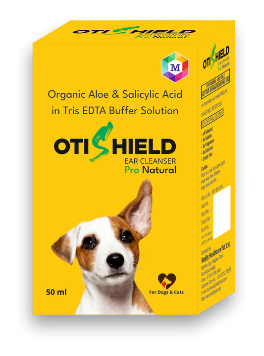 OtiShield Pro Natural Ear Cleanser for Dogs and Cats, Organic Aloe Formula, 50 ml