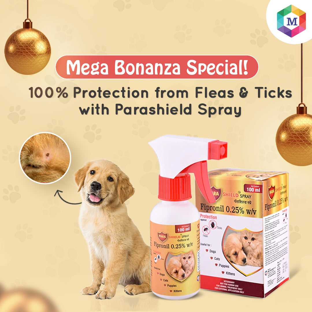 Parashield Spray (100ML) for Ticks and Fleas | Fast Acting, Long Lasting - Effective Spray for Dogs and Cats| Powered by Fipronil for Strong, Enduring Defense