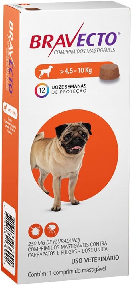 MSD Animal Health Bravecto 250mg (Fluralaner) Dog Tick & Flea Control Tablet (4.5 to 10 kg) (1 tablet)